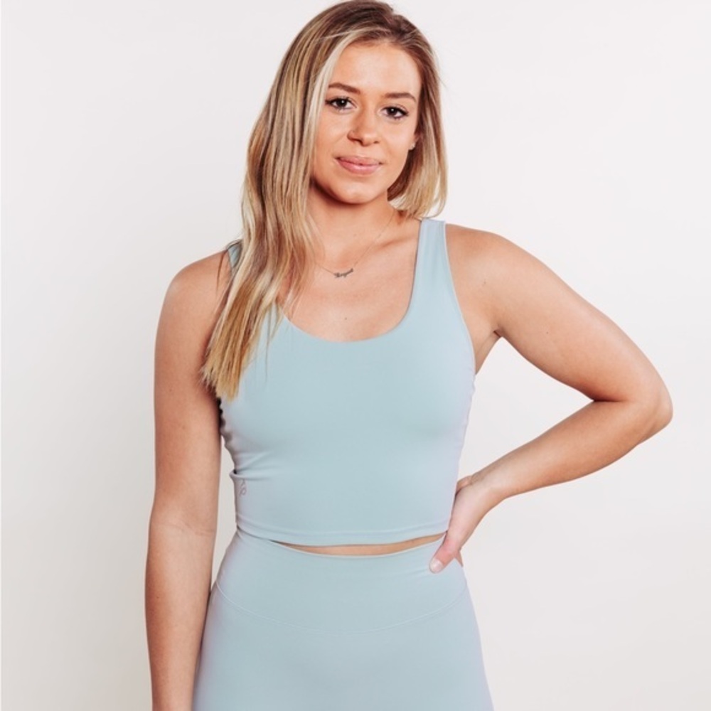 P’tula Faith Crop Top With Built in Bra in Surf Blue